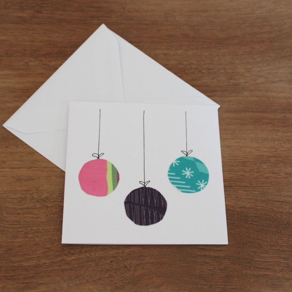 Handmade Christmas Card (Baubles(5))