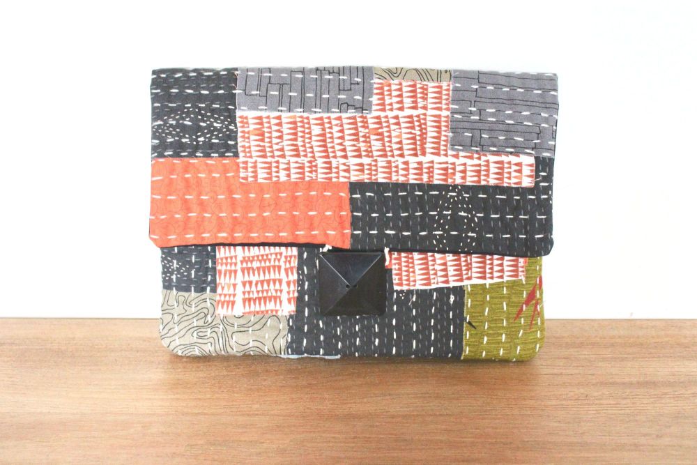 Boro Inspired Clutch Bag with Zippered Pocket(12)