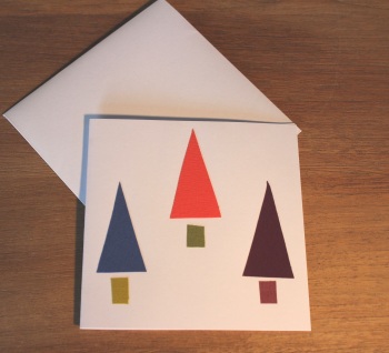 Handmade Christmas Card (Three Trees)(9)