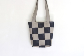 Moss and Navy Quilted Linen Tote Bag