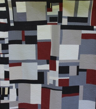 Abstract in Greys and Burgundy Patchwork Quilt