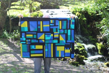 Abstract Stained Glass Quilted Wall Hanging