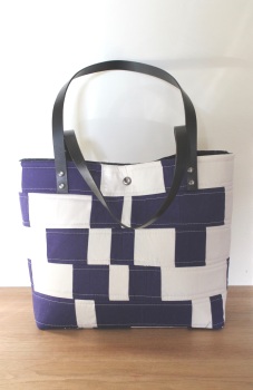 Blue and Off White Tote Bag