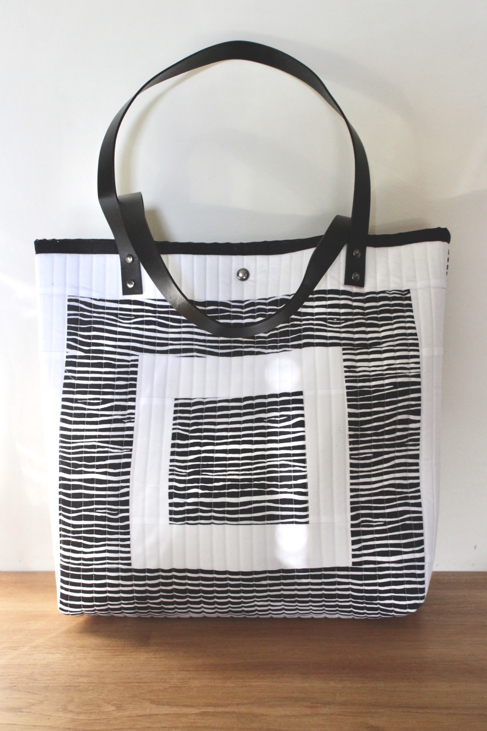 Black and White Quilted Tote Bag
