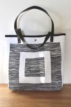 Black and White Quilted Tote Bag