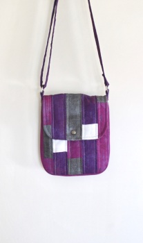 Purple Grunge Quilted Cross-Over Bag