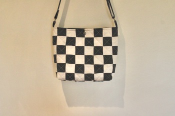 Black and White Quilted Bag with Adjustable Strap