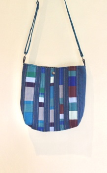 Scrappy Blue Quilted Patchwork Cross-Over Bag