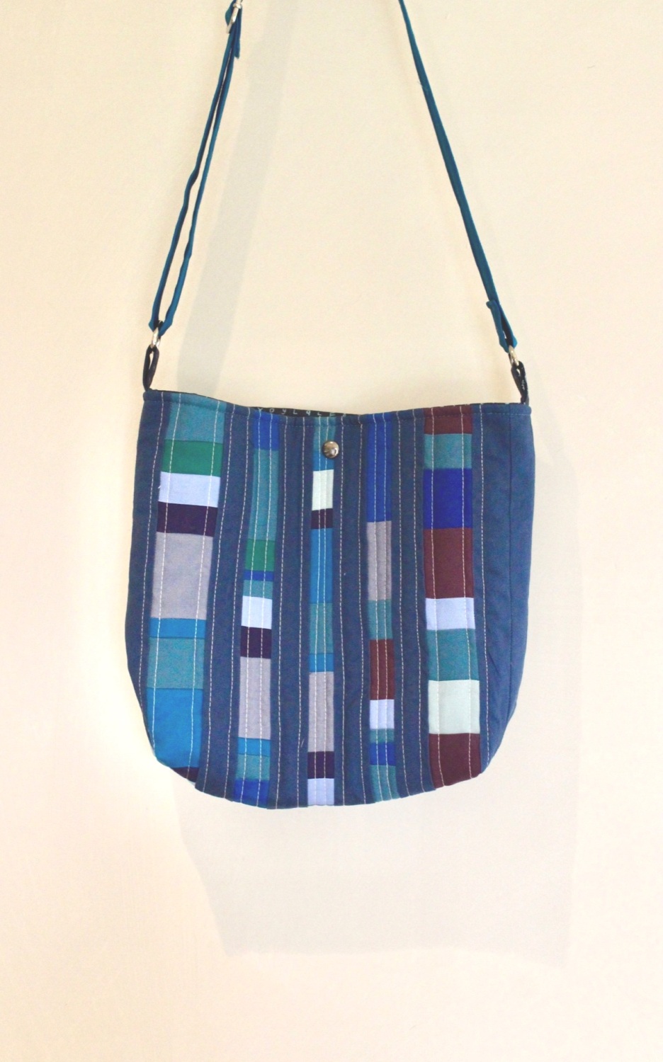 Scrappy Blue Quilted Patchwork Cross-Over Bag