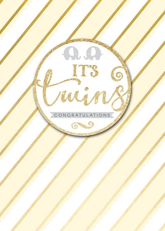 New Twins & Twin Birth Cards - IT's Twins CONGRATULATIONS - Cards For TWIN Baby - GREETING Cards For TWINS Birth - Unisex TWINS Card - SPARKLY Card