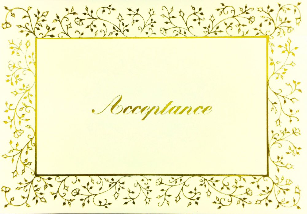RSVP Acceptance Cards - ACCEPTANCE Cards - PRETTY GOLD Floral Acceptance CA