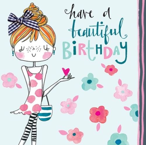 Children's Girly Birthday Card - HAVE A BEAUTIFUL BIRTHDAY - Hand Painted