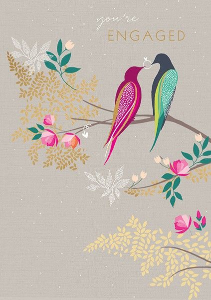 Engagement Cards - You're ENGAGED - Unique ENGAGEMENT Cards - BIRDS With RI