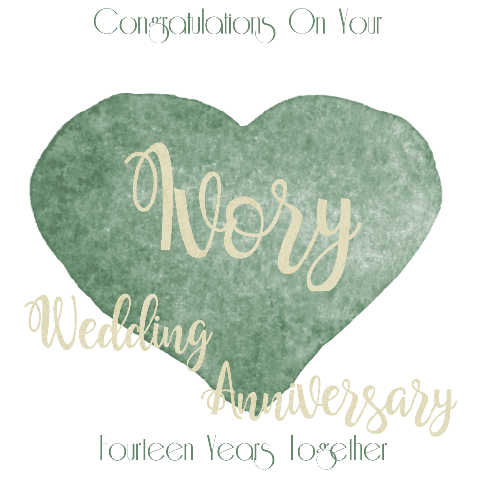  14th  WEDDING  ANNIVERSARY  CARD Ivory ANNIVERSARY  Card 