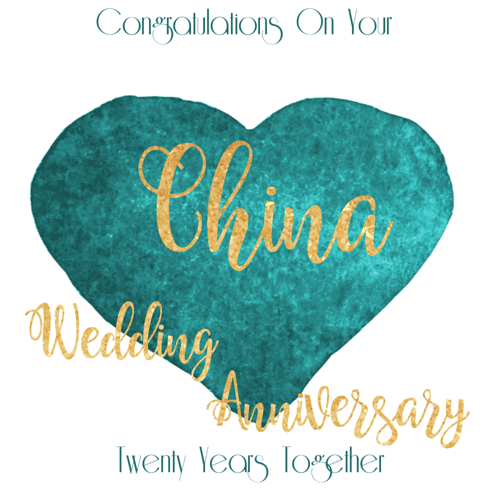 20th WEDDING  ANNIVERSARY  CARD  China  ANNIVERSARY  Card  