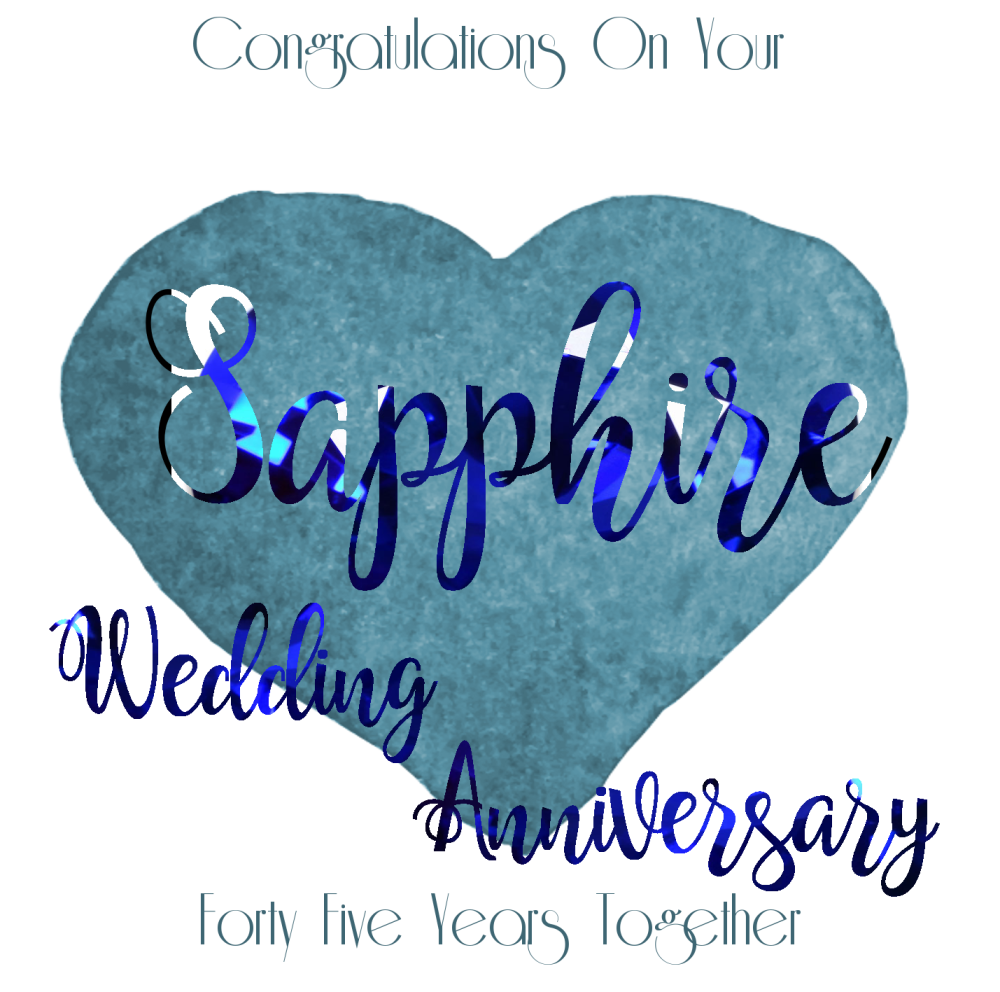  45th  WEDDING  ANNIVERSARY  CARD  Sapphire Handmade