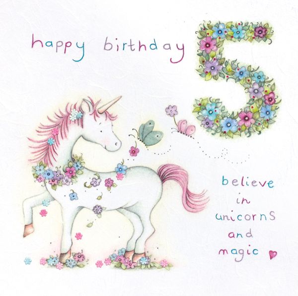 5th Birthday Card Girl Unicorn Birthday Card Believe In Unicorns Magic Children S 5th Birthday Card For Daughter Niece Granddaughter Sis