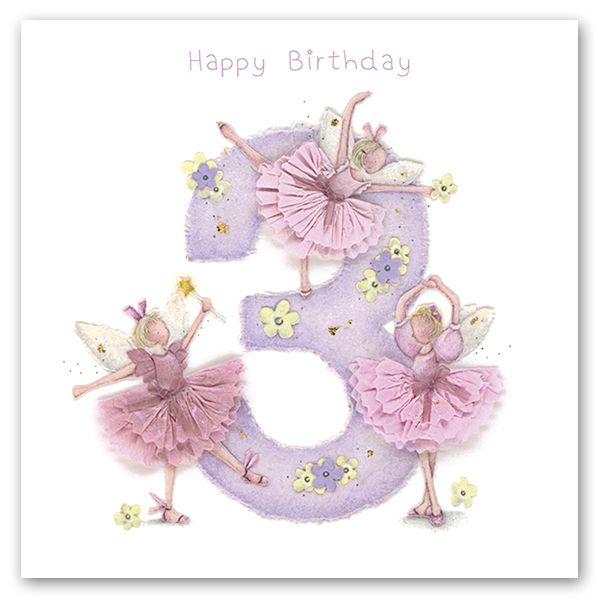 3rd Birthday Card Girl - Fairy BIRTHDAY Card - HAPPY Birthday - Children's 