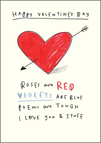 Happy Valentine's Day Card - ROSES are RED Violets Are BLUE - Arrow THROUGH