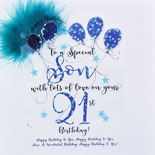 21st Birthday Card - SON - To A SPECIAL Son - Large BOXED Birthday CARD ...
