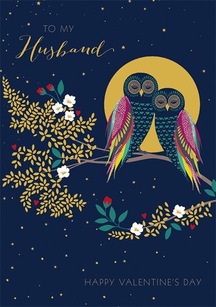 Husband Valentine's Cards - TO My HUSBAND - Happy Valentine's DAY - Owl VALENTINE Card - Valentine's CARD For HUSBAND - Beautiful Greeting CARD