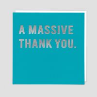 Thank You Cards - A MASSIVE Thank YOU - Silver FOIL Thank YOU Card - THANK You GREETING Cards - Thank You MESSAGES