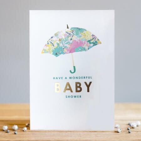 Baby Shower Card - Have A WONDERFUL Baby SHOWER - Pretty FLORAL Umbrella BA
