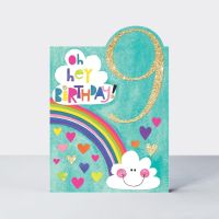 9th Birthday Card Girl - OH Hey BIRTHDAY - BIRTHDAY Card For GIRLS - Pretty HEARTS Birthday CARD - Children's Birthday Card - DAUGHTER - GRANDDAUGHTER