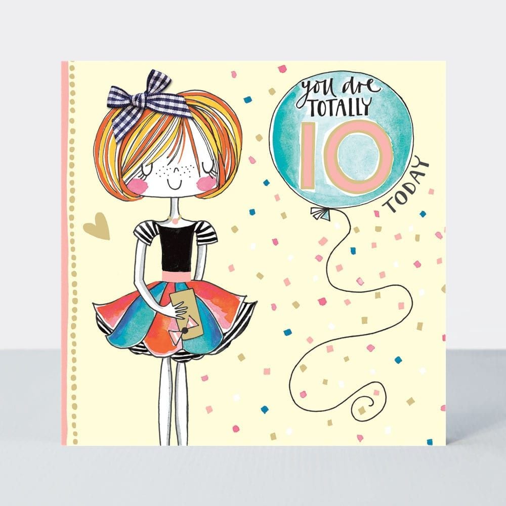 10th Birthday Card Girl - YOU Are TOTALLY 10 Today - Little MISS Sassy BIRTHDAY Card - Children's Birthday Card - DAUGHTER - GRANDDAUGHTER