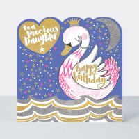 Birthday Card for Daughter - TO A PRECIOUS DAUGHTER - FAIRYTALE Swan BIRTHDAY Card - Children's HAPPY Birthday GREETING  Card - SWAN Princess Birthday