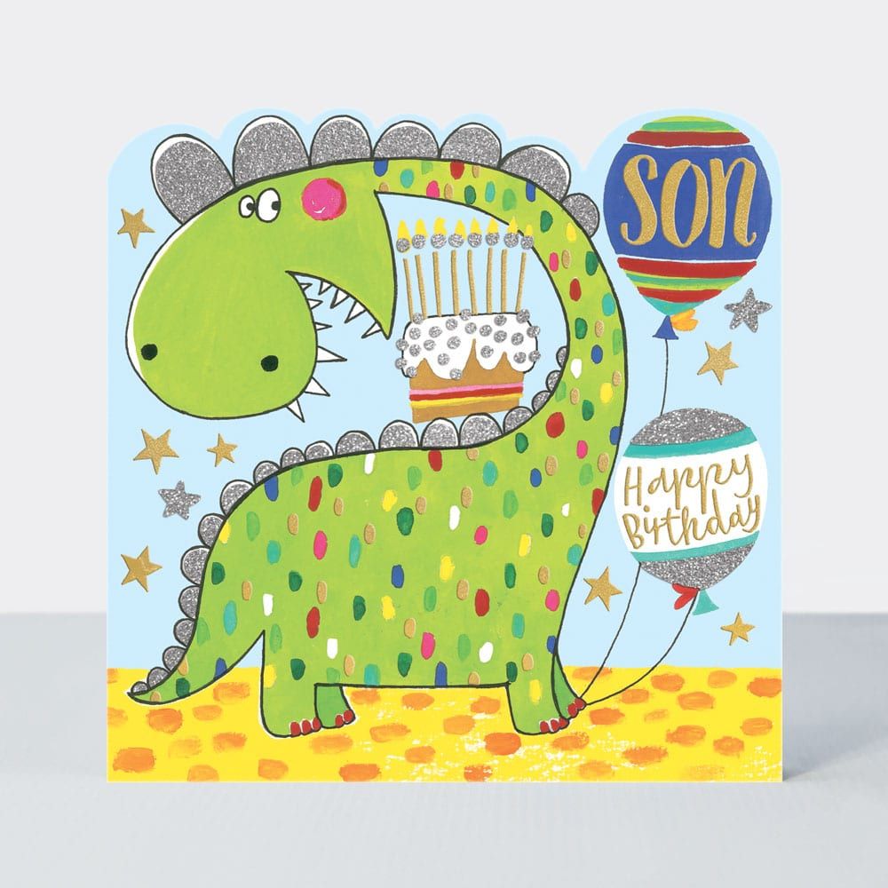 Birthday Card Boy - Dinosaur BIRTHDAY Card - HAPPY Birthday SON - CHILDREN'S Birthday Card - CARD For SON - Dinosaur BIRTHDAY Greeting CARD For SON