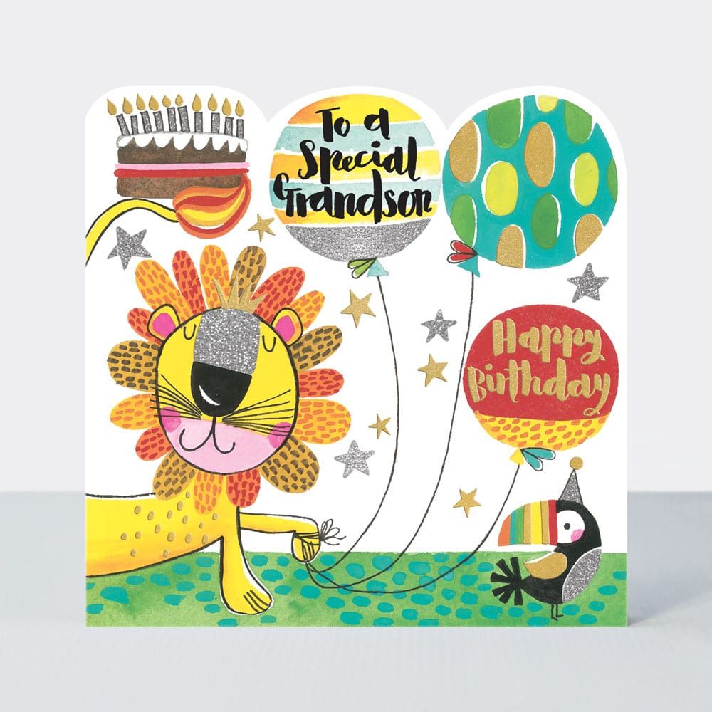 Birthday Card for Grandson - TO A Special GRANDSON - Lion BIRTHDAY Card - J