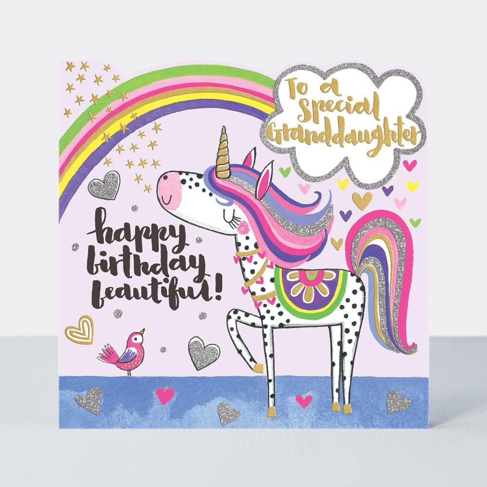 Birthday Card for Granddaughter - SPARKLY Birthday Card - TO A Special GRAN