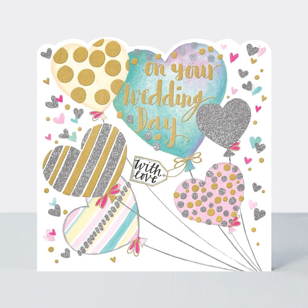Wedding Cards - On YOUR Wedding DAY - DECORATED Balloons Wedding Day CARD - WITH Love WEDDING Card - WEDDING Greeting CARDS