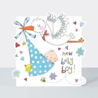 New Baby Boy Cards - A NEW Baby BOY - BABY & Stork Card - NEW Baby CARD - Baby BOY Cards - NEWBORN Baby Boy CARDS - CUTE Baby CARDS