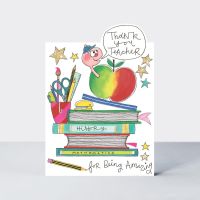 Thank You Teacher Cards - THANK You TEACHER - FOR Being AMAZING - Teacher CARDS - Apple & BOOKS Teacher CARD - CARD For TEACHER