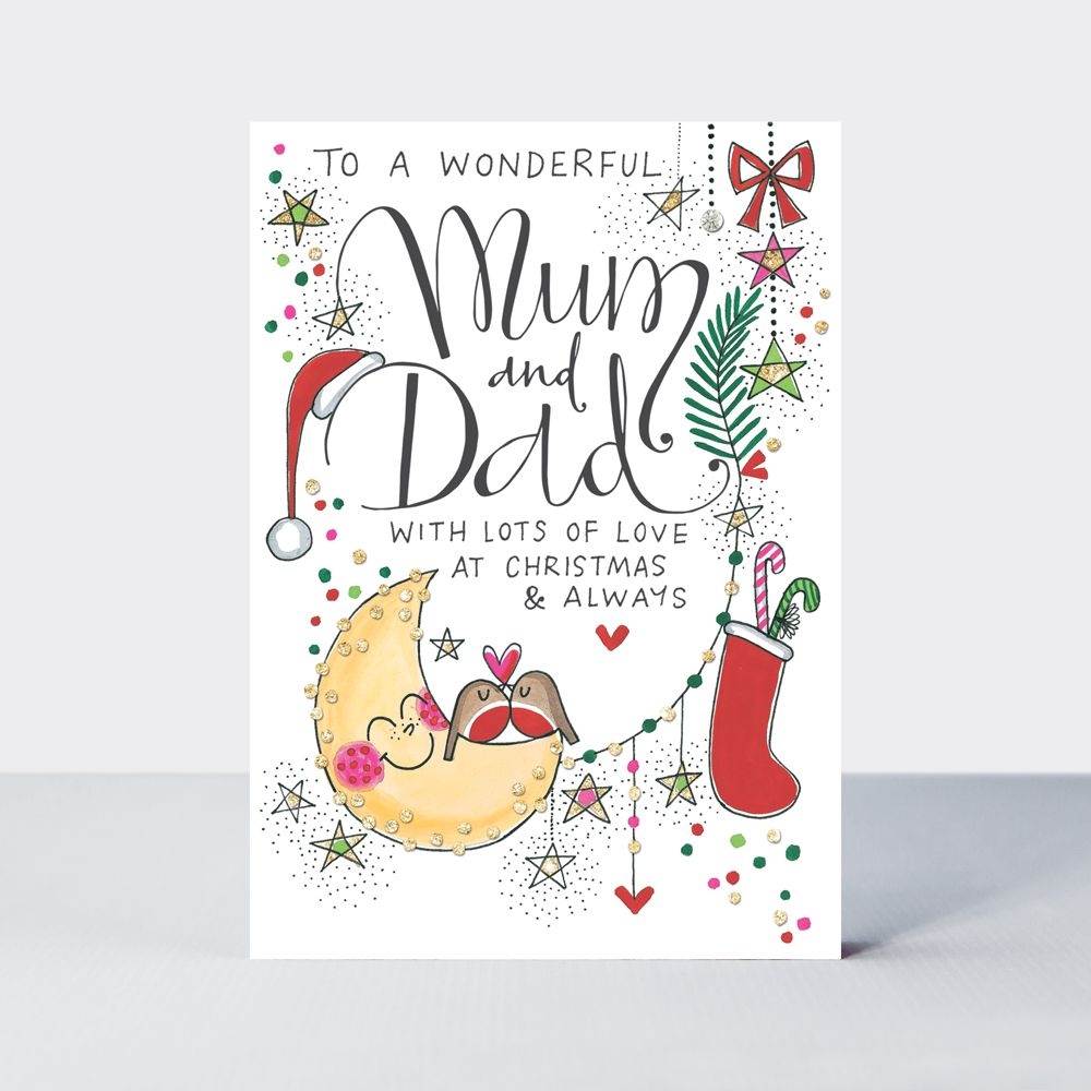 To A Wonderful Mum and Dad Christmas Card - WITH Lots Of LOVE At CHRISTMAS 
