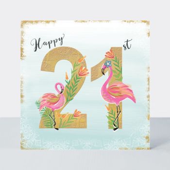 Friend Ladies Grandaughter Pink Flamingo 21st Birthday Card Daughter