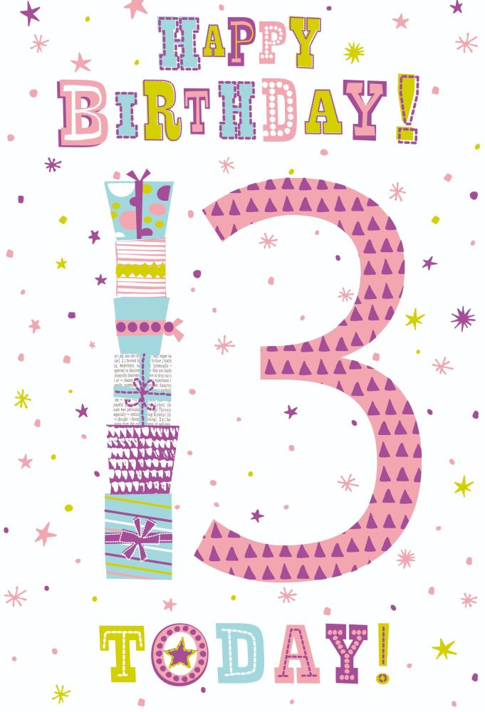 13th Birthday Cards - HAPPY Birthday 13 TODAY - Birthday CARD For TEENAGE Girl - 13th BIRTHDAY Card For DAUGHTER - Niece - COUSIN - Granddaughter 
