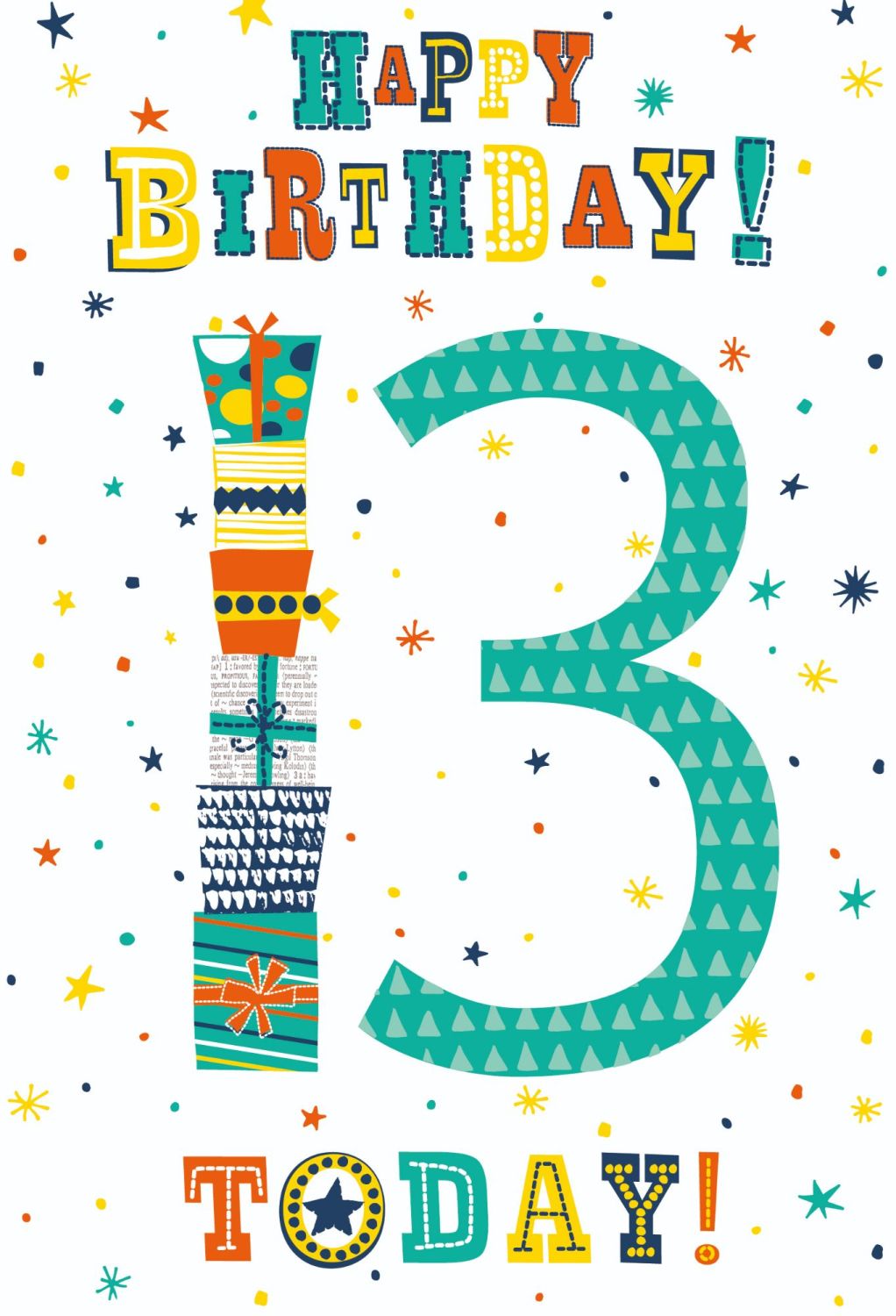 13th Birthday Cards - HAPPY Birthday 13 TODAY - Birthday CARD For