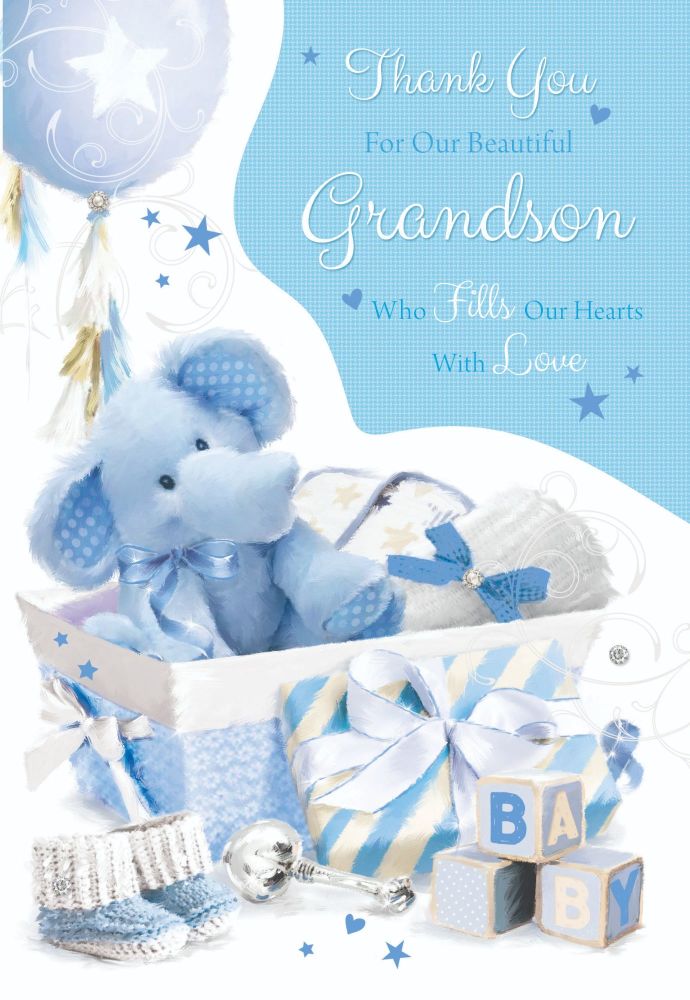 Thank You For Our Beautiful Grandson Congratulations -  NEW Baby CARDS - Thank YOU Cards - NEW Grandson CARDS