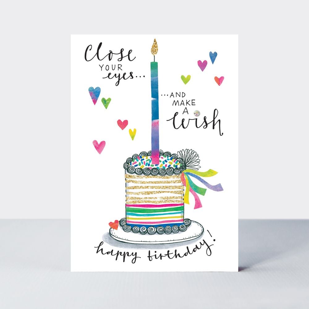 Happy Birthday - CLOSE Your EYES & Make A WISH - Birthday CAKE Card - MAKE 