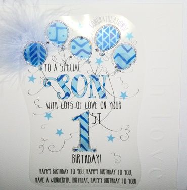 1st Birthday Cards - SONS 1st BIRTHDAY Card - To A SPECIAL Son - LUXURY Box