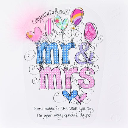 Mr & Mrs Wedding Congratulations Card - Luxury BOXED Wedding Card - LARGE E