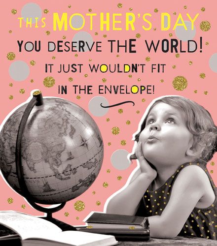 Loving Mother's Day Card From Daughter - You DESERVE The WORLD - Mother's DAY Cards - RETRO Style Mother's DAY CARD