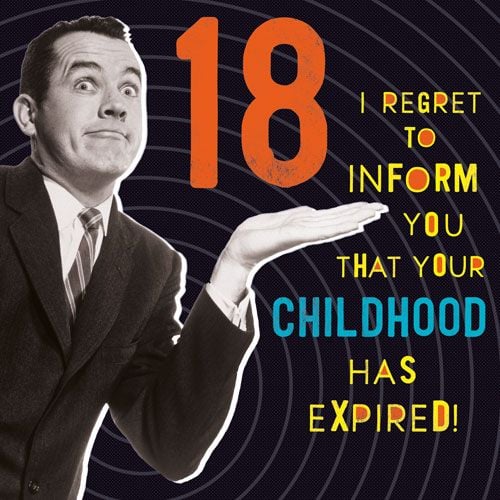 18th Birthday Cards - Your CHILDHOOD Has EXPIRED - Funny 18th BIRTHDAY 