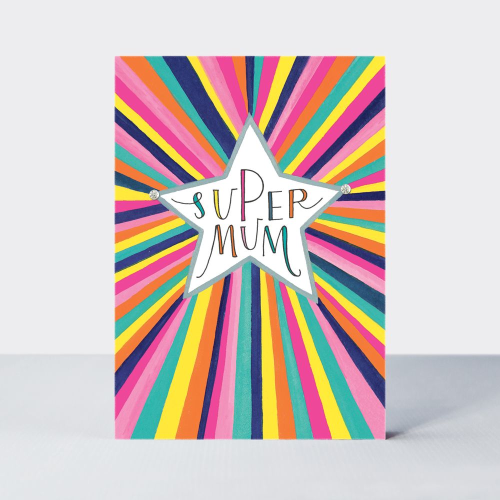Mother's Day Cards - SUPER MUM - Vibrant & COLOURFUL MOTHER'S Day CARD - Mo
