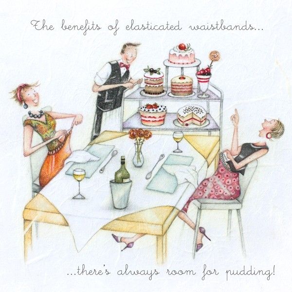 Funny Food Birthday Cards For Her - ALWAYS Room For PUDDING - FOOD Birthday