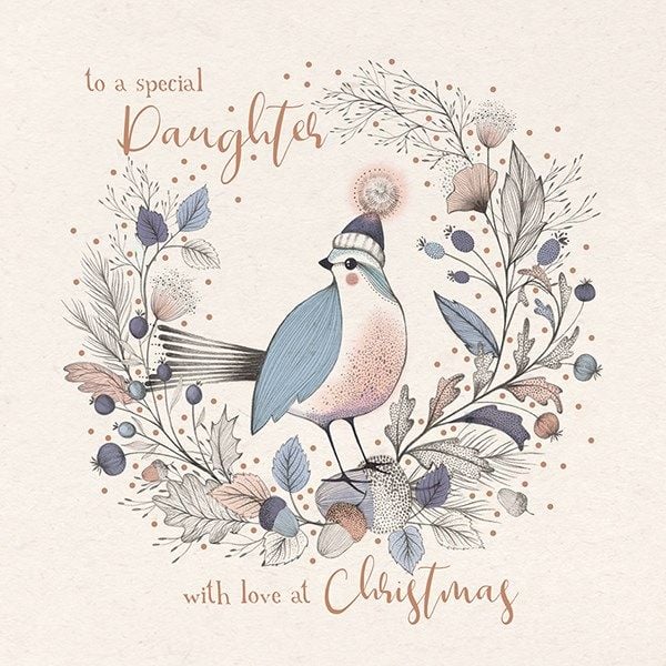 Special Daughter Christmas Cards - WITH Love AT CHRISTMAS - BEAUTIFUL Rose 