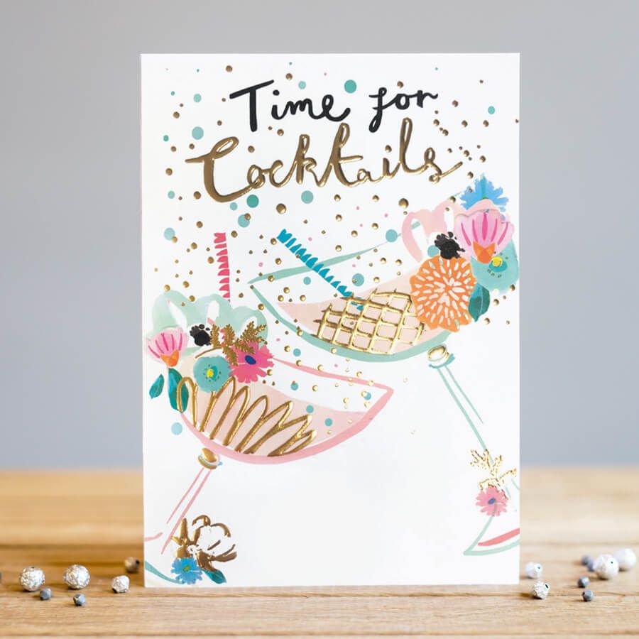 Cocktail Birthday Cards - Time For COCKTAILS - Pretty BIRTHDAY Cards - COCK